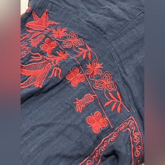 Hippie Laundry Blue Blouse with Red Embroidery - Picture 6 of 9